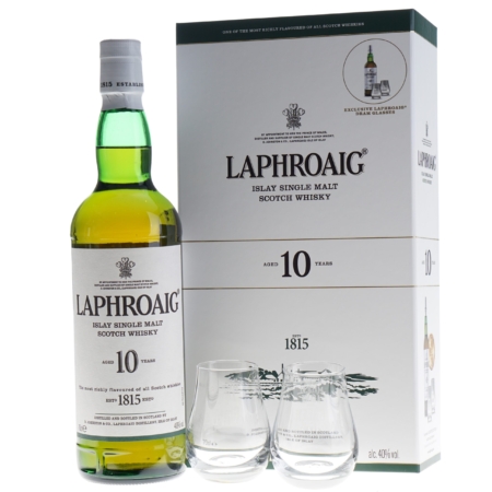 Laphroaig Whisky 10 Years met 2 glazen 70cl 40%