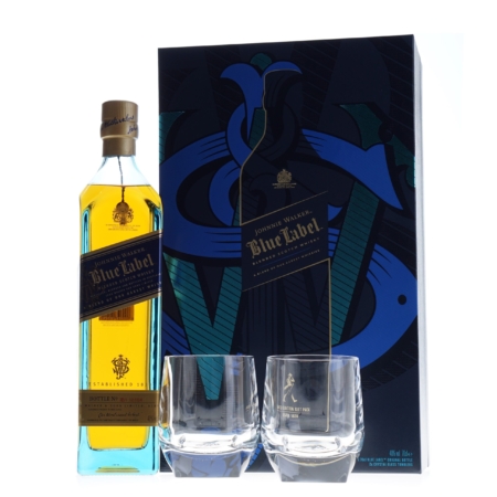 Johnnie Walker Whisky Blue Label Giftpack met 2 glazen 70cl