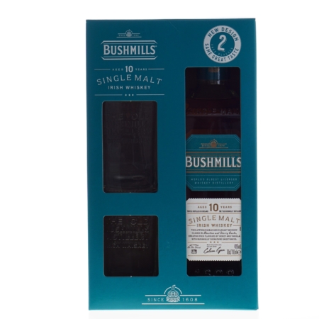 Bushmills Whisky 10 Years 70cl giftpack met 2 glazen