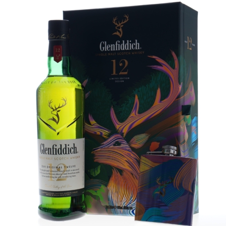 Glenfiddich Whisky 12 Years 70cl met Flask