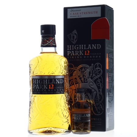 Highland Park Whisky 12 Years Viking Honour 70cl met mini 5cl Cask Strenght