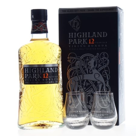 Highland Park Whisky 12 Years Viking Honour 70cl giftpack met 2 glazen