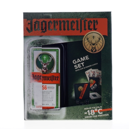Jägermeister 70cl met Game Poker set