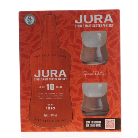 Jura Whisky 10 Years 70cl Giftpack met 2 glazen