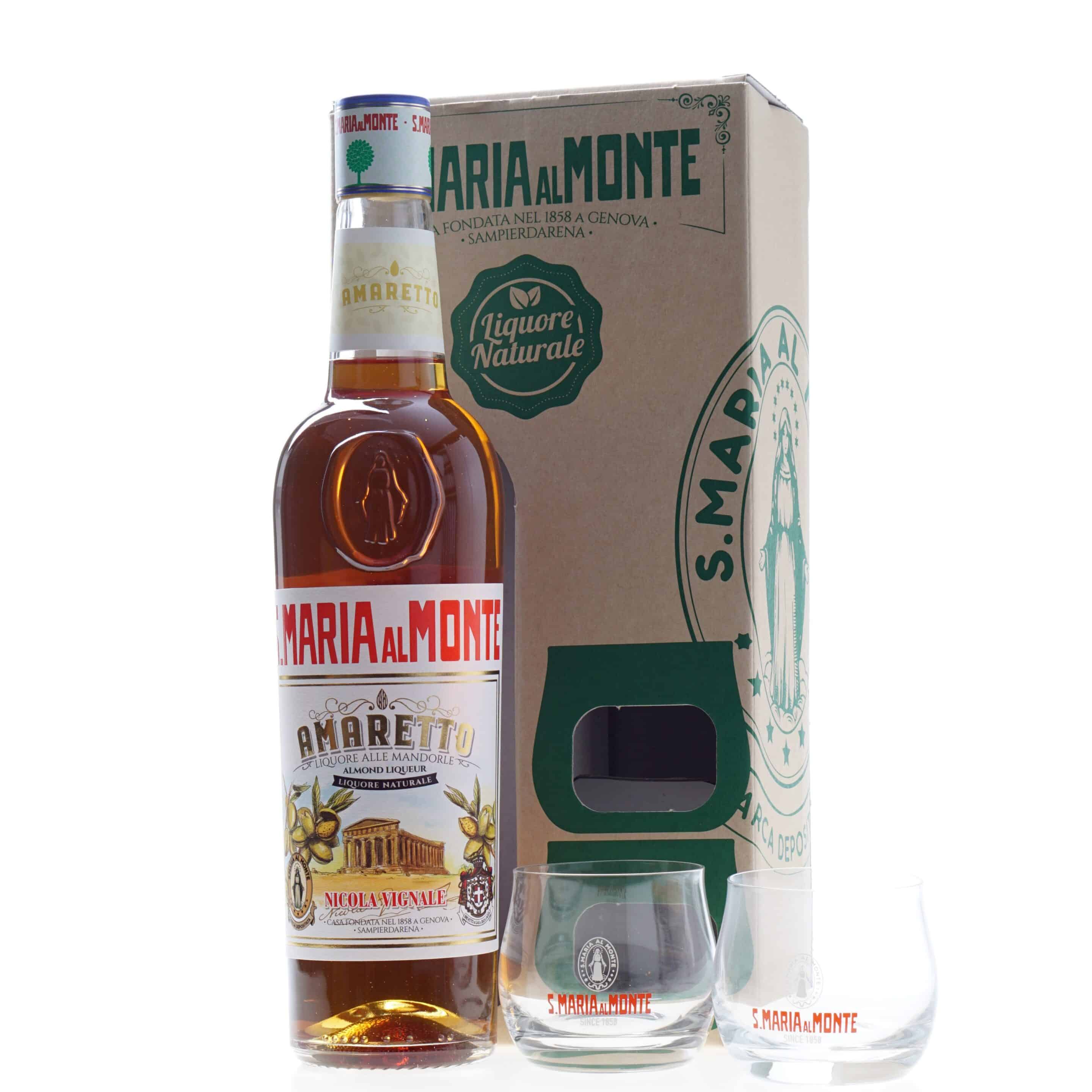 S.Maria Al Monte Amaretto Giftpack met 2 glazen 30% 70cl