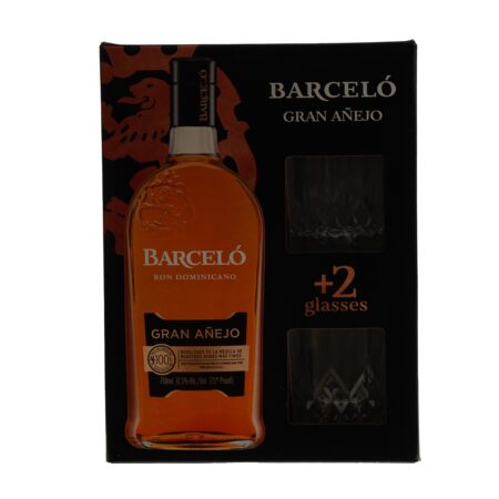 Barceló Rum Gran Anejo Giftpack + 2 glazen 37,5% 70cl